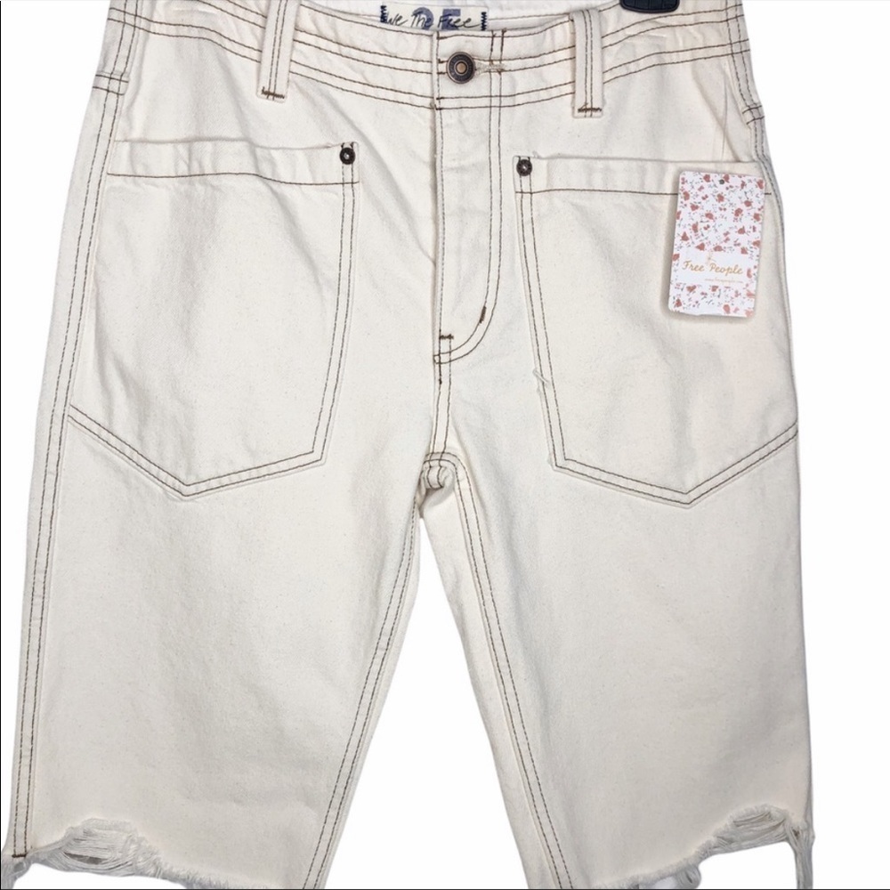 FREE PEOPLE NWT We The Free Frayed Button Fly Jean Shorts Size 25 in Natural